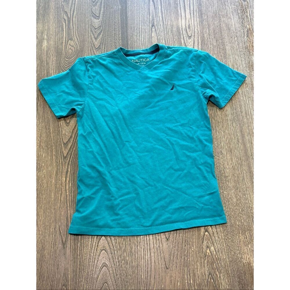 Nautica YouthโGirls V-Neck T-Shirt Short Sleeve Pullover Blue Size Large 14/16